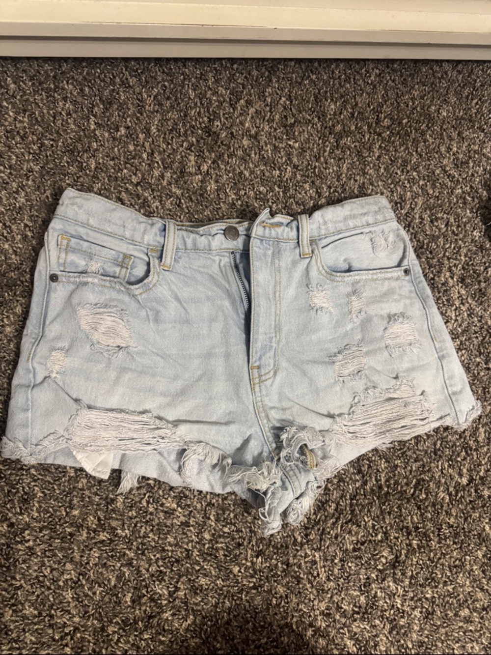 Cello Light Blue Distressed Denim Shorts